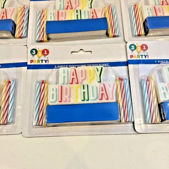 42 Pcs - 321 Party “Happy Birthday” 7 Piece Candle Set Cake Top | 6pk Brand New - Picture 3 of 6